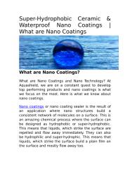 Super-Hydrophobic Ceramic & Waterproof Nano Coatings _ What are Nano Coatings.doc